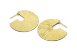 Geometric Earring Findings, 2 Raw Brass Semi Circle Textured Earring Findings  (35x35x0.7mm) E256