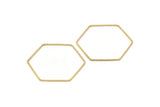 Hexagon Ring Charm, 12 Raw Brass Hexagon Shaped Ring Charms (40x1x1mm) E306