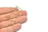 Brass Flamingo Pendant, 2 Raw Brass Flamingo Wire Pendants With 1 Loop, Jewelry Supplies, Findings, Charms (62x49x1.1mm) E324