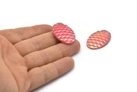 Fish Scale Oval Cabochon, 12 Pink Resin Oval Mermaid Cabochon (30x20x5mm) E312