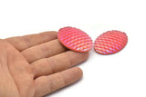 Fish Scale Cabochon, 6 Pink Resin Oval Cabochon (40x30x6mm) E311