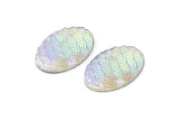 Fish Scale Cabochon, 12 Gray Resin Oval Cabochon (30x20x5mm) E314