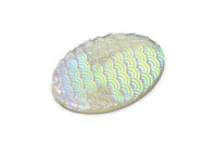 Fish Scale Cabochon, 6 Gray Resin Oval Mermaid Cabochon (40x30x6mm) E309