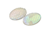 Fish Scale Cabochon, 6 Gray Resin Oval Mermaid Cabochon (40x30x6mm) E309