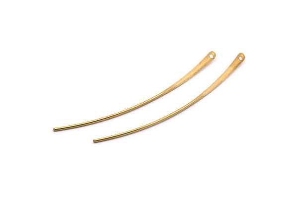 Brass Stud Earring Wires, 12 Raw Brass Needle Bar Earring Wires with 1 Hole (60x2.5x1mm) BS 2290