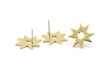 Brass Star Earring, 4 Raw Brass Star Stud Earrings (19x1mm) N1615