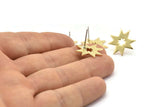 Brass Star Earring, 4 Raw Brass Star Stud Earrings (19x1mm) N1615