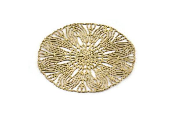 Brass Earring Charm ,6 Raw Brass Ethnic Motif Earring Charms Pendants With 1 Hole, Findings (40mm) E453