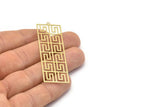 Brass Earring Charm , 6 Raw Brass Textured Rectangle Earring Charms With 1 Loop Pendants, Findings (60x20mm) E440