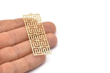 Gold Earring Charm, 4 Gold Plated Brass Textured Rectangle Earring Charms With 1 Loop Pendants, Findings (60x20mm) E440