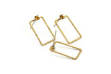 Brass Rectangle Earring, 4 Raw Brass Hammered Rectangle Earring Posts With 1 Pad, Pendants, Findings (19x12x0.6x1mm) E371
