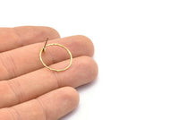 Brass Round Earring, 4 Raw Brass Hammered Round Earring Posts With 1 Pad, Pendants, Findings (19x0.8mm) E366