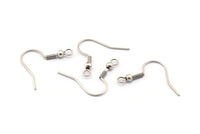 Silver Earring Hook, 24 Antique Silver Plated Brass Ear Wires, Earring Findings (18mm) Bs 1361 H0023
