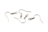 Silver Earring Hook, 24 Antique Silver Plated Brass Ear Wires, Earring Findings (18mm) Bs 1361 H0023