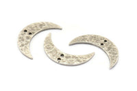 Çekiçle İşlenmiş Ay Hilal Charm, 2 Delikli 2 Antik Gümüş Kaplamalı Pirinç Çekiçle İşlenmiş Ay (30x8x1,2 mm) N0387 H0037