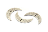 Çekiçle İşlenmiş Ay Hilal Charm, 2 Delikli 2 Antik Gümüş Kaplamalı Pirinç Çekiçle İşlenmiş Ay (30x8x1,2 mm) N0387 H0037