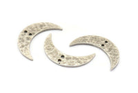 Çekiçle İşlenmiş Ay Hilal Charm, 2 Delikli 1 Antik Gümüş Kaplama Pirinç Çekiçle İşlenmiş Ay (30x8x1,2 mm) N0387 H0037
