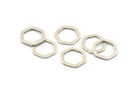 Gümüş Altıgen Charm, 12 Antik Gümüş Kaplama Pirinç Altıgen Halka (16x2x1,2 mm) D083 H0030