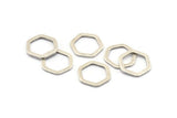 Gümüş Altıgen Charm, 12 Antik Gümüş Kaplama Pirinç Altıgen Halka (16x2x1,2 mm) D083 H0030