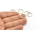 Gümüş Altıgen Charm, 12 Antik Gümüş Kaplama Pirinç Altıgen Halka (16x2x1,2 mm) D083 H0030