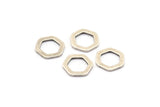 Pirinç Altıgen Charm, 12 Antik Gümüş Kaplama Pirinç Altıgen Halka (12x2x1mm) D0056 H0026