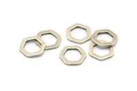 Pirinç Altıgen Charm, 12 Antik Gümüş Kaplama Pirinç Altıgen Halka (12x2x1mm) D0056 H0026