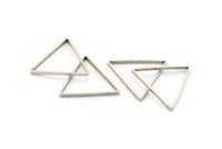 Brass Triangle Charm, 24 Antique Silver Plated Brass Open Triangle Ring Charms (29x0.8x2mm) Bs 1195 H0051
