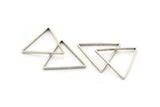 Brass Triangle Charm, 24 Antique Silver Plated Brass Open Triangle Ring Charms (29x0.8x2mm) Bs 1195 H0051