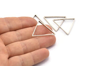 Brass Triangle Charm, 24 Antique Silver Plated Brass Open Triangle Ring Charms (29x0.8x2mm) Bs 1195 H0051