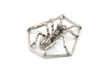 Silver Ant Pendant, Antique Silver Plated Brass Ant Pendant, Animal Jewelry (36mm) N0354 S599