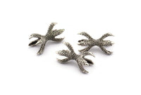 Dragon Claw Connector, 2 Antique Silver Plated Dragon Claw Connectors For 10mm Beads (23x11mm) N0085 H0141