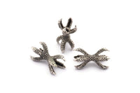 Dragon Claw Connector, 2 Antique Silver Plated Dragon Claw Connectors For 10mm Beads (23x11mm) N0085 H0141
