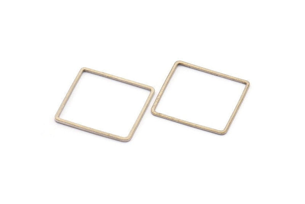 Square Geometric Charm, 24 Antique Silver Plated Brass Square Connectors (20mm) BS 1121 H0097