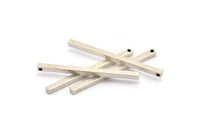 Tiny Necklace Bar, 3 Antique Silver Plated Brass Bars, Necklace, Earring Findings (3x3x50mm) D0244 H0095