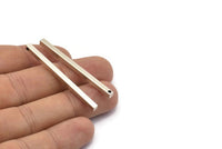 Tiny Necklace Bar, 6 Antique Silver Plated Brass Bars, Necklace, Earring Findings (3x3x50mm) D0244 H0095