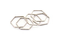 Antik Gümüş Altıgen Charm, 12 Antik Gümüş Kaplamalı Altıgen Yüzük Charm (25x0,8x2 mm) Bs 1189 H0206