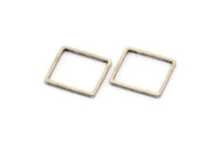 Square Wire Ring, 25 Antique Silver Plated Brass Square Connectors (14mm) Bs-1118 H0059