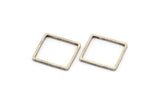 Square Wire Ring, 25 Antique Silver Plated Brass Square Connectors (14mm) Bs-1118 H0059