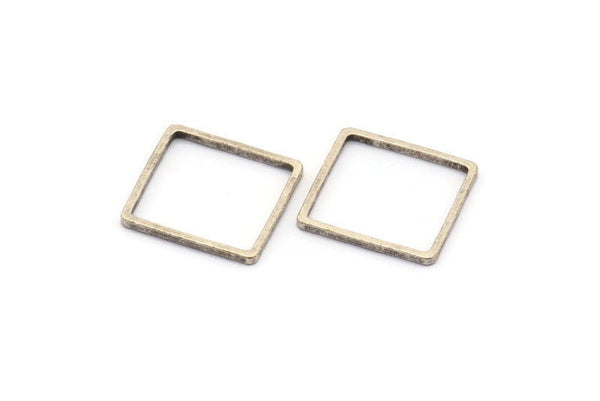Kare Tel Halka, 25 Antik Gümüş Kaplama Pirinç Kare Konnektör (14 mm) Bs-1118 H0059