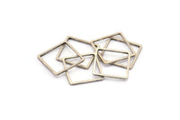 Square Wire Ring, 25 Antique Silver Plated Brass Square Connectors (14mm) Bs-1118 H0059