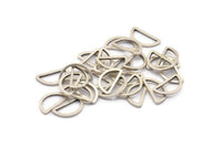 Pirinç Yarım Ay - 50 Antik Gümüş Kaplama Pirinç Açık Yarım Daire Konnektör (6x11x0,8 mm) D0007 H0061