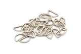 Pirinç Yarım Ay - 50 Antik Gümüş Kaplama Pirinç Açık Yarım Daire Konnektör (6x11x0,8 mm) D0007 H0061
