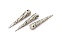 Çekiçle İşlenmiş Sivri Uç, 2 Antik Gümüş Kaplama Çekiçle İşlenmiş Sivri Uçlu Kabile Kolye (37x6x1 mm) N0158