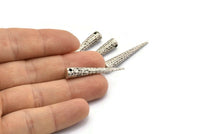 Çekiçle İşlenmiş Sivri Uç, 2 Antik Gümüş Kaplama Çekiçle İşlenmiş Sivri Uçlu Kabile Kolye (37x6x1 mm) N0158