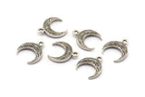 Gümüş Boynuz Tılsımı, 8 Antik Gümüş Kaplamalı Pirinç Dokulu Boynuz Tılsımı, Kolye Ucu, Mücevher Parçası (12x3.50x3mm) N0305 H0158