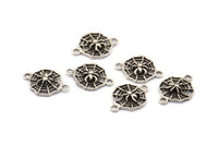 Silver Spider Web, 12 Antique Silver Plated Spider Web Connectors (16x11mm) N0352