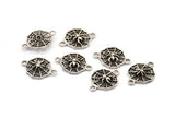Silver Spider Web, 12 Antique Silver Plated Spider Web Connectors (16x11mm) N0352