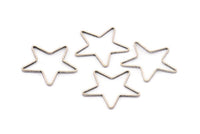 Antik Gümüş Yıldız Tılsımı, 24 Antik Gümüş Kaplama Pirinç Açık Yıldız Tılsımı (24x0,8x0,6 mm) BS 1078 H0136