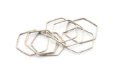 Silver Hexagon Ring Charm, 24 Antique Silver Plated Brass Hexagon Shaped Ring Charms (22x0.6x1mm) Bs 1205 H0103