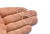 Gümüş Altıgen Yüzük Tılsımı, 12 Antik Gümüş Kaplama Pirinç Altıgen Şekilli Yüzük Tılsımı (22x0,6x1 mm) Bs 1205 H0103